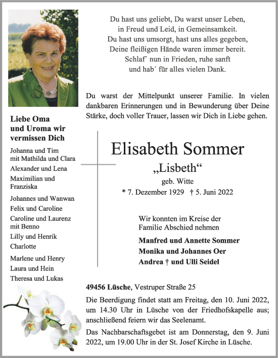 Anzeige von Elisabeth Sommer von OM-Medien