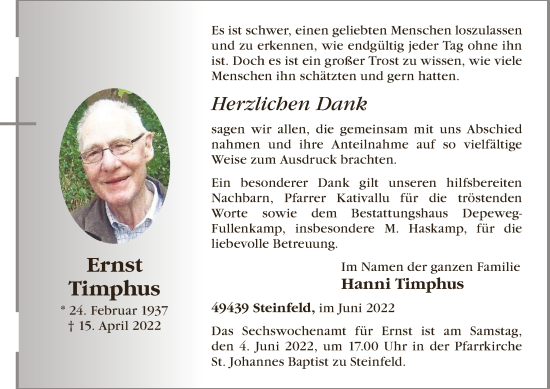Anzeige von Ernst Timphus von OM-Medien