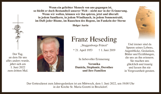 Anzeige von Franz Heseding von OM-Medien