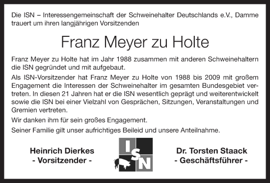 Anzeige von Franz Meyer zu Holte von OM-Medien