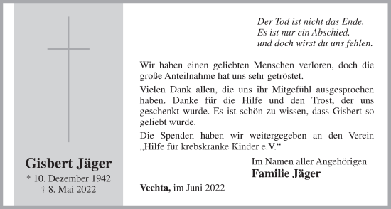 Anzeige von Gisbert Jäger von OM-Medien