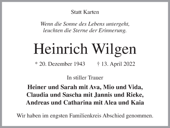 Anzeige von Heinrich Wilgen von OM-Medien
