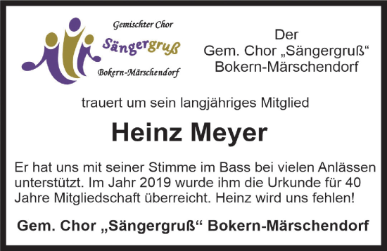 Anzeige von Heinz Meyer von OM-Medien