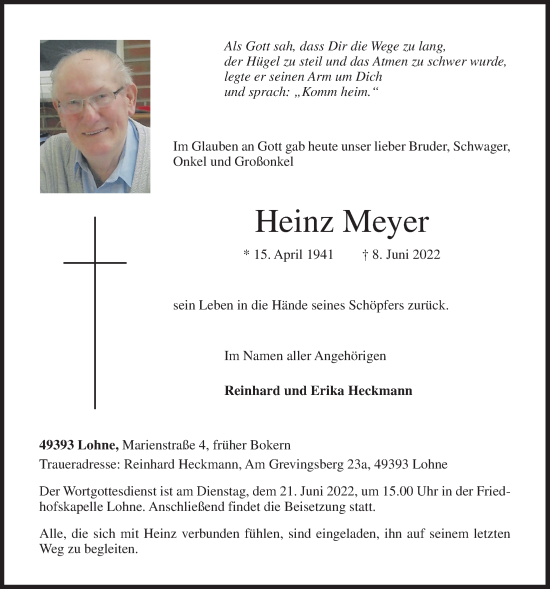 Anzeige von Heinz Meyer von OM-Medien