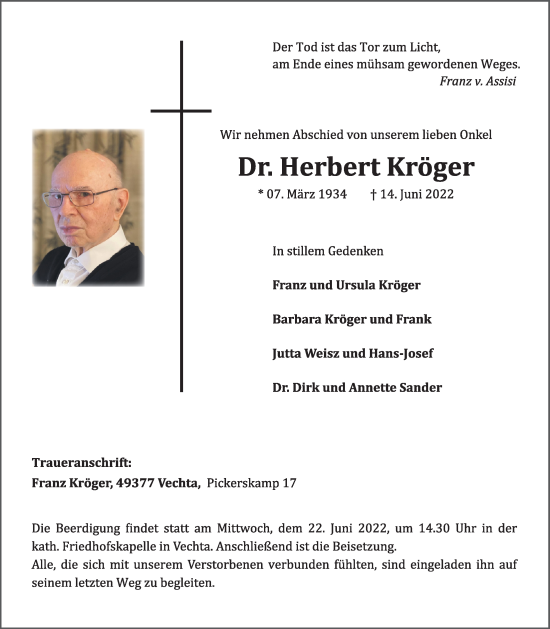 Anzeige von Herbert Kröger von OM-Medien