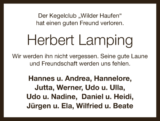 Anzeige von Herbert Lamping von OM-Medien