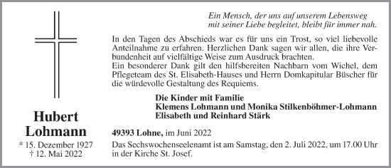 Anzeige von Hubert Lohmann von OM-Medien