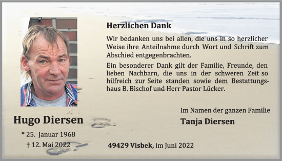 Anzeige von Hugo Diersen von OM-Medien