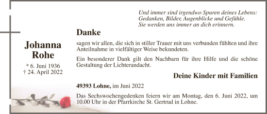 Anzeige von Johanna Rohe von OM-Medien