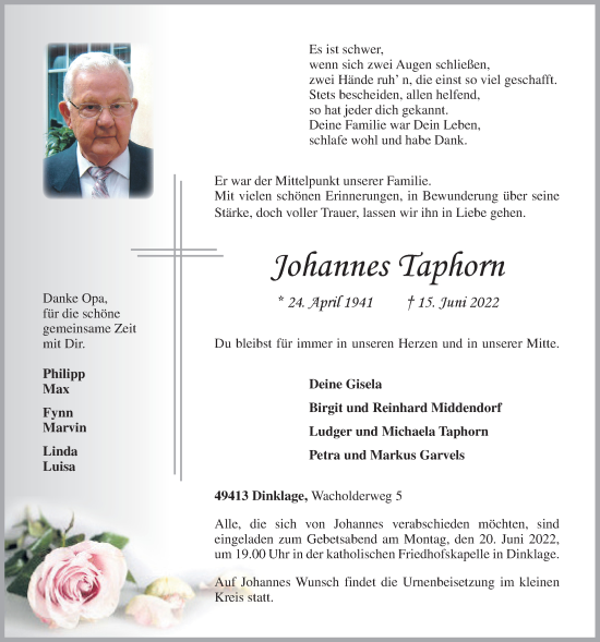 Anzeige von Johannes Taphorn von OM-Medien