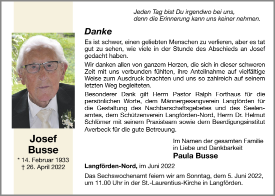 Anzeige von Josef Busse von OM-Medien
