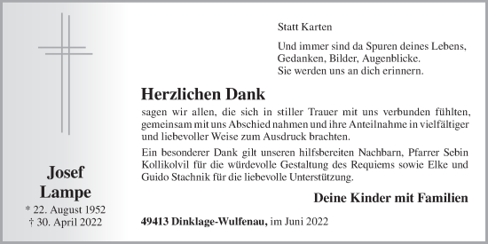 Anzeige von Josef Lampe von OM-Medien