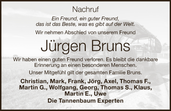 Anzeige von Jürgen Bruns von OM-Medien