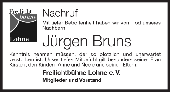 Anzeige von Jürgen Bruns von OM-Medien