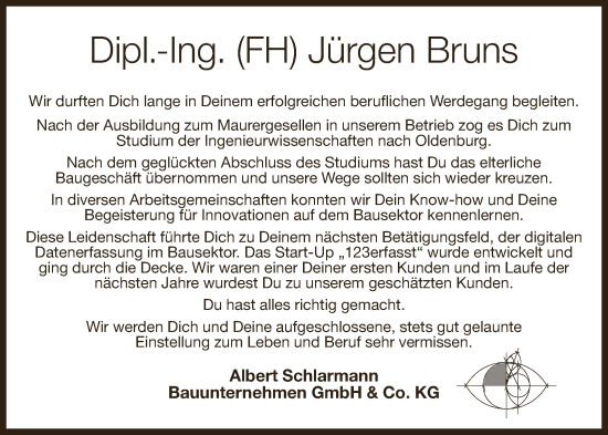 Anzeige von Jürgen Bruns von OM-Medien