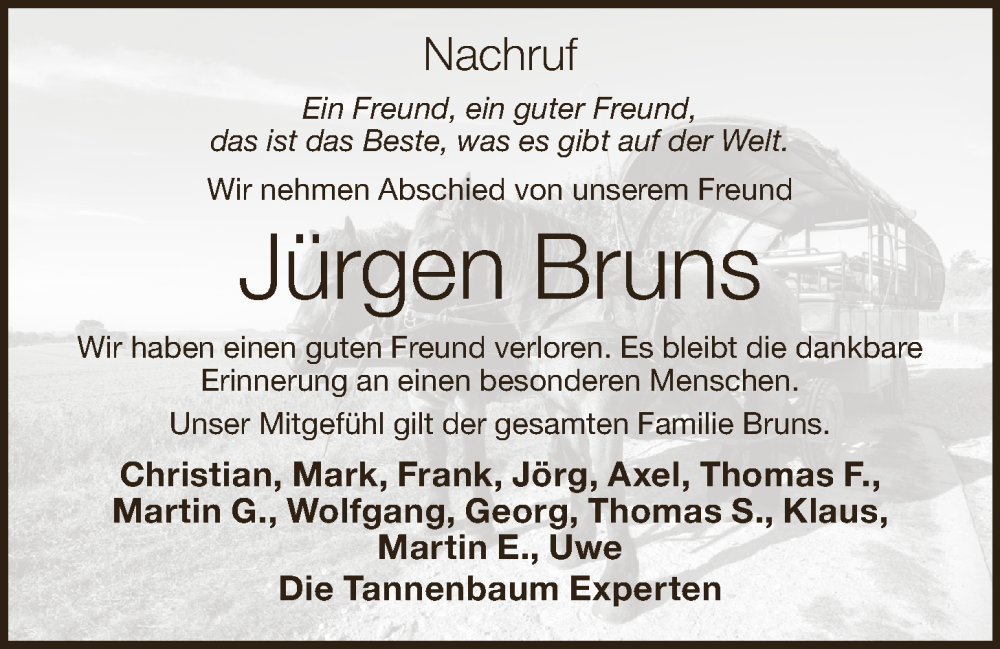  Traueranzeige für Jürgen Bruns vom 24.06.2022 aus OM-Medien