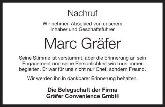 Anzeige von Marc Gräfer von OM-Medien