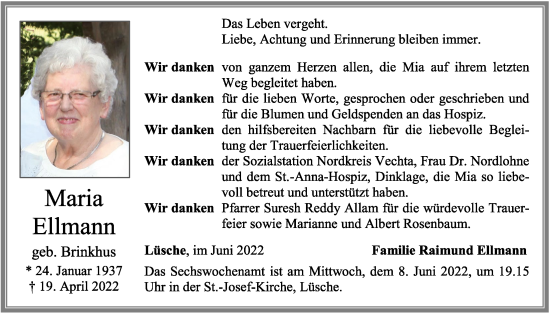 Anzeige von Maria Ellmann von OM-Medien