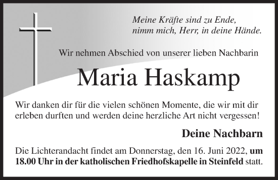 Anzeige von Maria Haskamp von OM-Medien