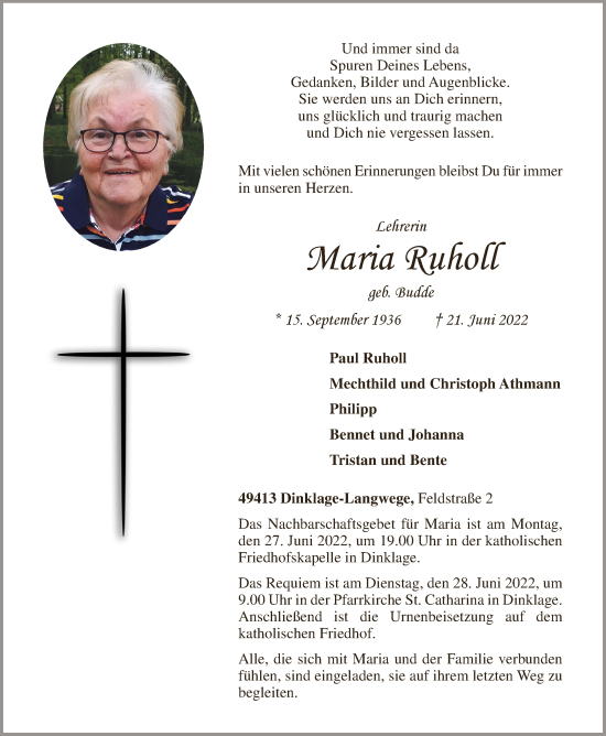 Anzeige von Maria Ruholl von OM-Medien