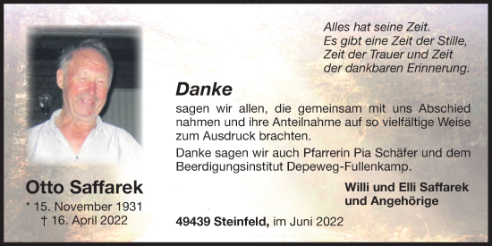 Anzeige von Otto Saffarek von OM-Medien
