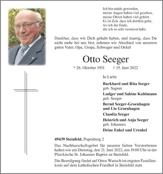 Anzeige von Otto Seeger von OM-Medien