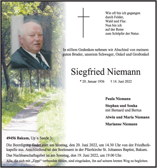 Anzeige von Siegfried Niemann von OM-Medien