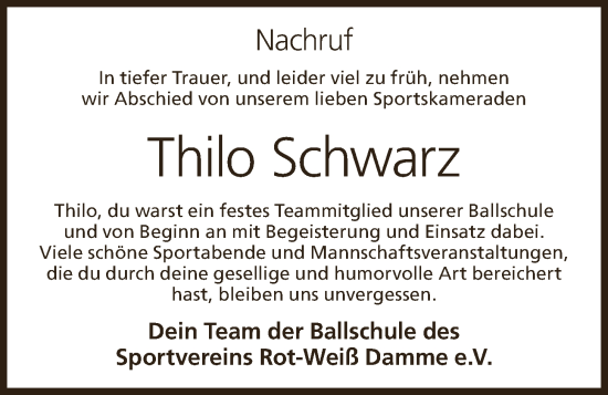 Anzeige von Thilo Schwarz von OM-Medien