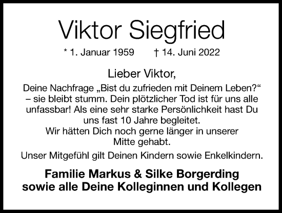 Anzeige von Viktor Siegfried von OM-Medien