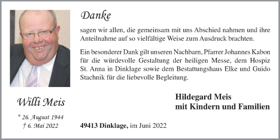 Anzeige von Willi Meis von OM-Medien