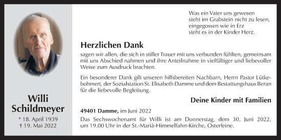Anzeige von Willi Schildmeyer von OM-Medien