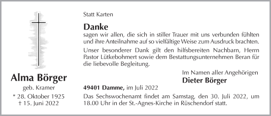 Anzeige von Alma Börger von OM-Medien
