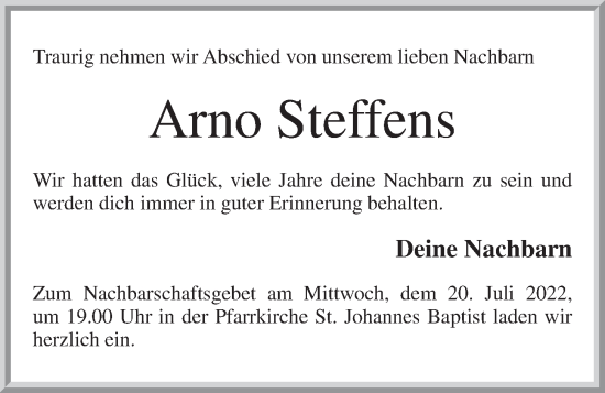 Anzeige von Arno Steffens von OM-Medien