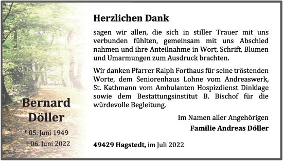 Anzeige von Bernard Döller von OM-Medien