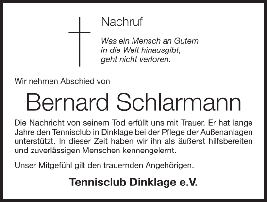 Anzeige von Bernard Schlarmann von OM-Medien