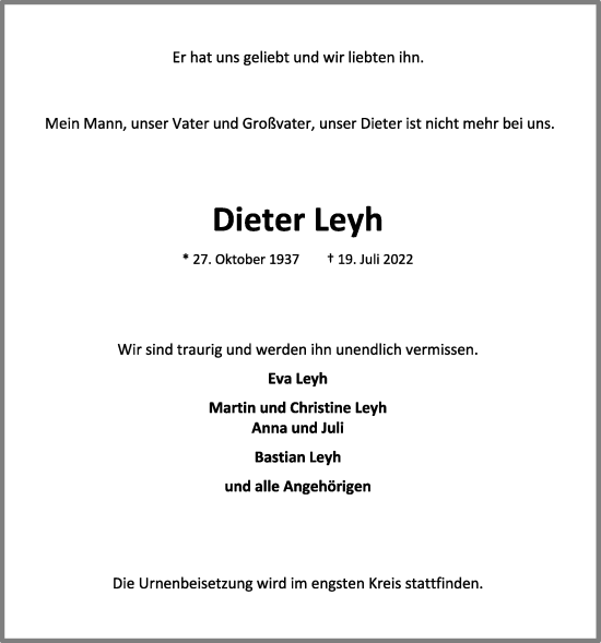 Anzeige von Dieter Leyh von OM-Medien