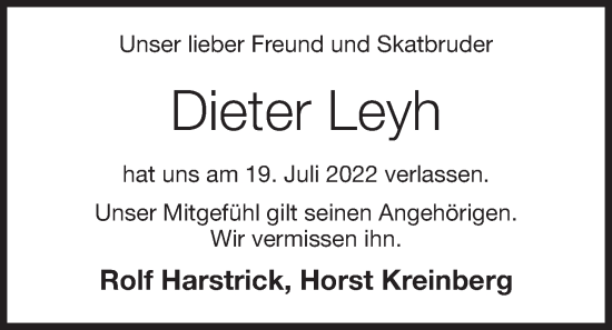 Anzeige von Dieter Leyh von OM-Medien
