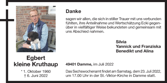 Anzeige von Egbert  kleine Kruthaup von OM-Medien