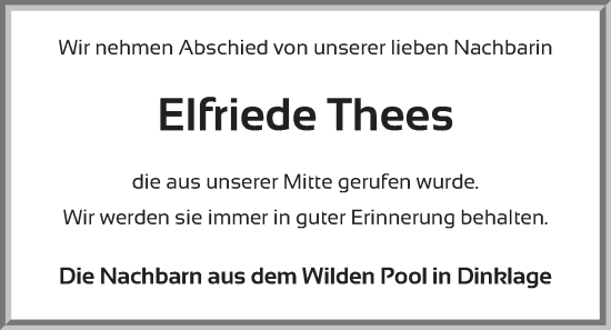 Anzeige von Elfriede Thees von OM-Medien