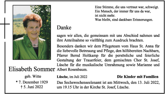 Anzeige von Elisabeth Sommer von OM-Medien