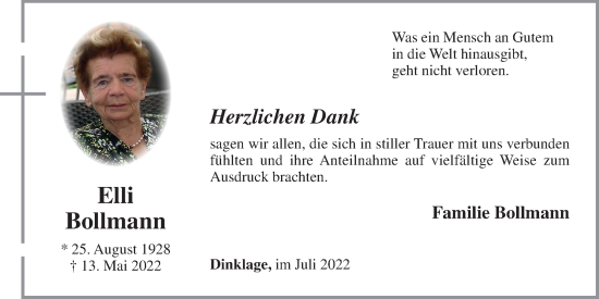 Anzeige von Elli Bollmann von OM-Medien