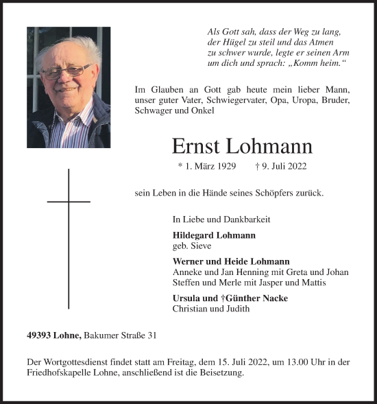 Anzeige von Ernst Lohmann von OM-Medien