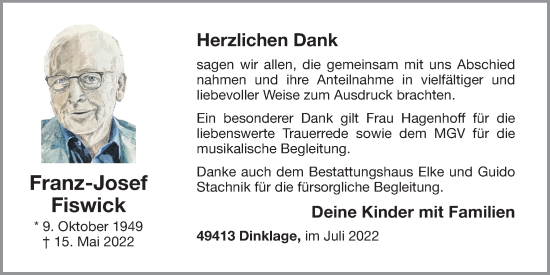 Anzeige von Franz-Josef Fiswick von OM-Medien