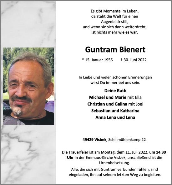 Anzeige von Guntram Bienert von OM-Medien