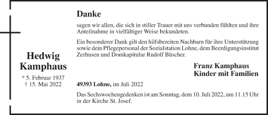Anzeige von Hedwig Kamphaus von OM-Medien