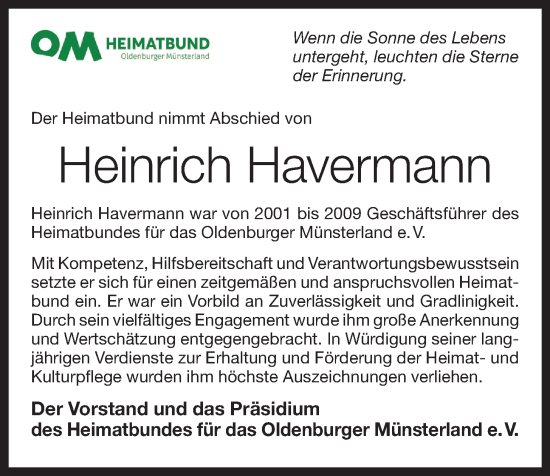 Anzeige von Heinrich Havermann von OM-Medien