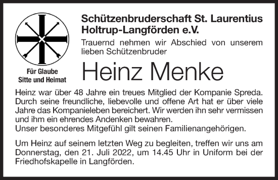 Anzeige von Heinz Menke von OM-Medien