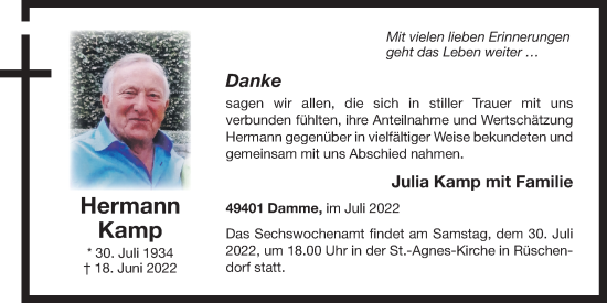 Anzeige von Hermann Kamp von OM-Medien