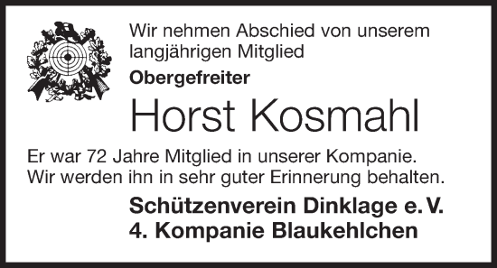Anzeige von Horst Kosmahl von OM-Medien