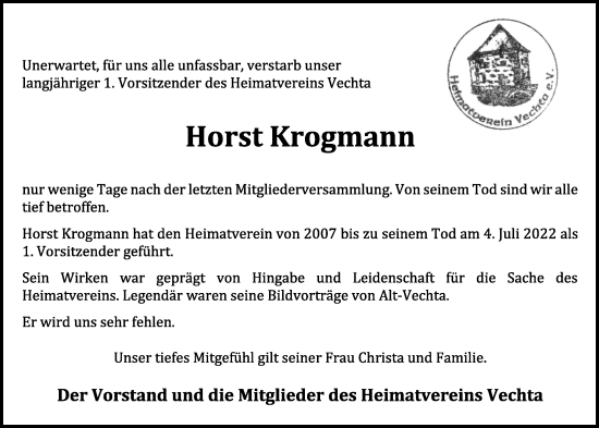 Anzeige von Horst Krogmann von OM-Medien